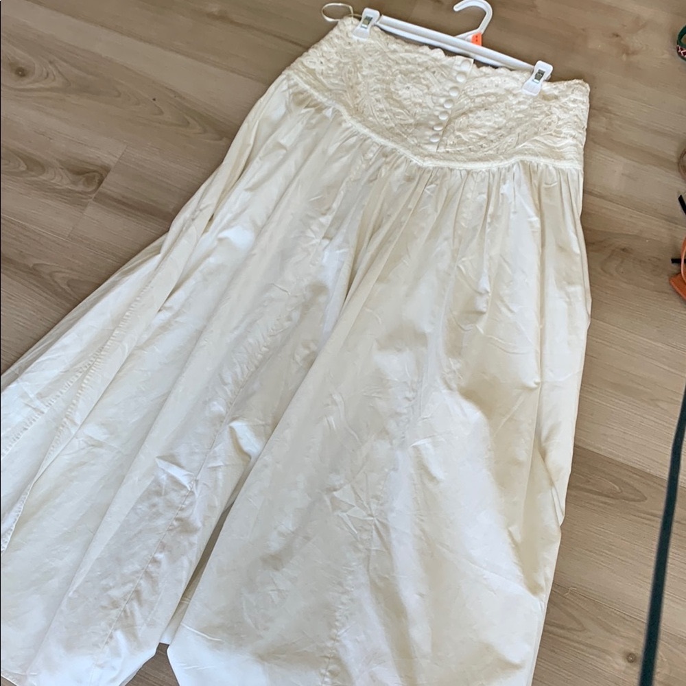 Free People White Maxi A-Line Skirt Pleated Resort Wear